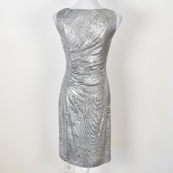 Calvin Klein Metallic Silver Formal Sheath Dress - 6 - Picture 6 of 9